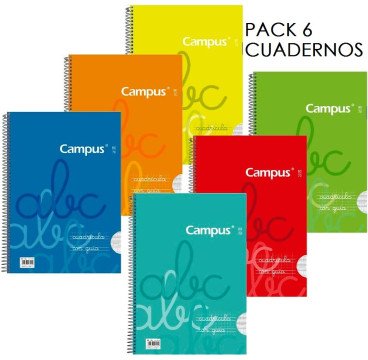PACK 6 CUADERNOS COPIAMELA TAPA CARTON 3MM 80H 70G