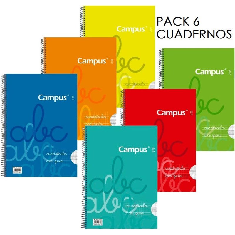 PACK 6 CUADERNOS COPIAMELA TAPA CARTON 3MM 80H 70G