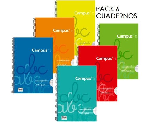 PACK 6 CUADERNOS COPIAMELA TAPA CARTON 3MM 80H 70G
