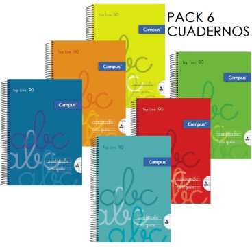 PACK 6 CUADERNOS COPIAMELA TAPA PLASTICO 3MM 80H 90GR