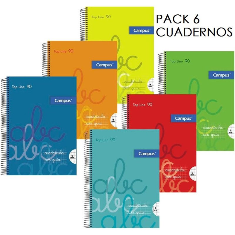 PACK 6 CUADERNOS COPIAMELA TAPA PLASTICO 3MM 80H 90GR