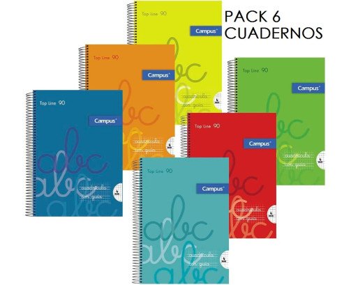 PACK 6 CUADERNOS COPIAMELA TAPA PLASTICO 3MM 80H 90GR