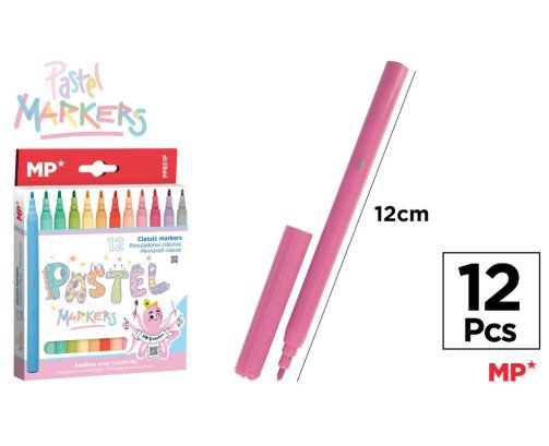 12 ROTULADORES PASTEL
