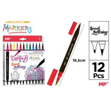 12 ROTULADOR LETTERING DOBLE PUNTA PINCEL