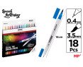 18 ROTULADOR LETTERING DOBLE PUNTA FINA 0.4MM Y PINTA PINCEL 3.5MM