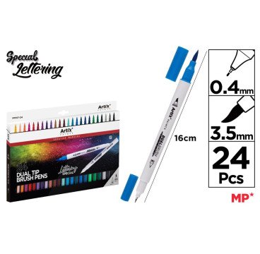 24 ROTULADOR LETTERING DOBLE PUNTA FINA 0.4MM Y PINTA PINCEL 3.5MM