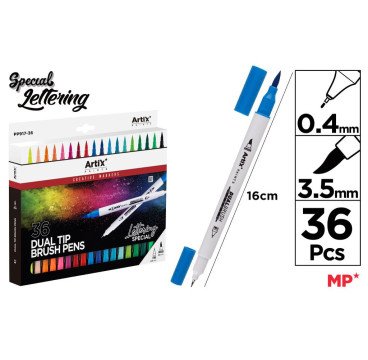 36 ROTULADOR LETTERING DOBLE PUNTA FINA 0.4MM Y PINTA PINCEL 3.5MM
