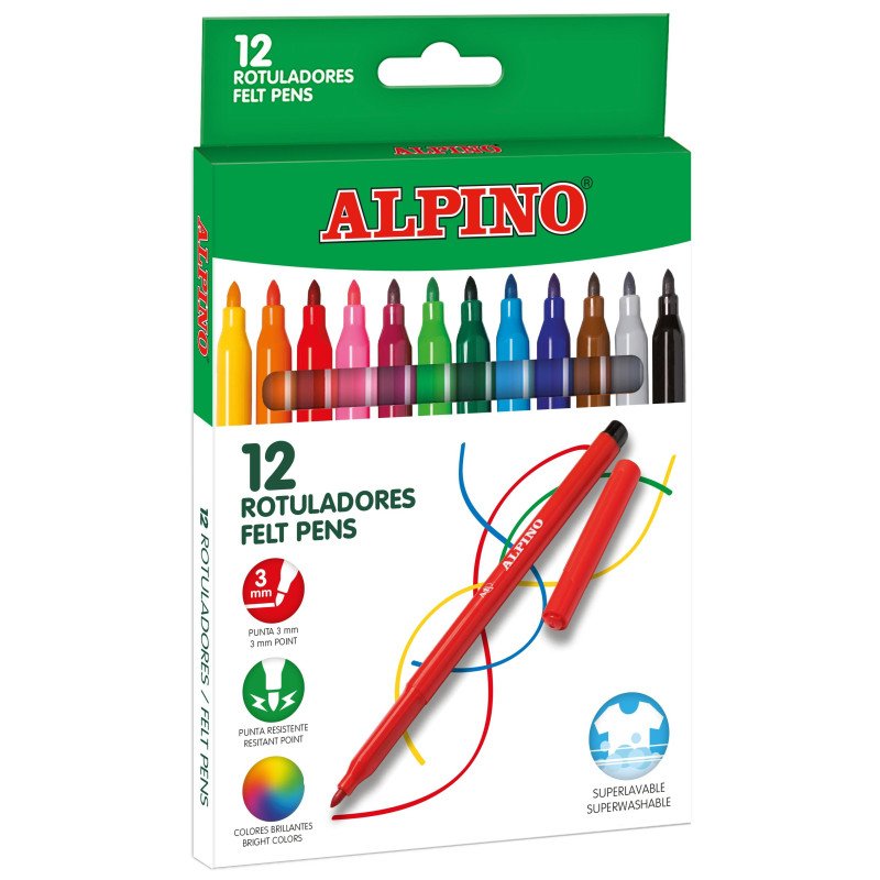 ROTULADORES 12 COLORES ALPINO