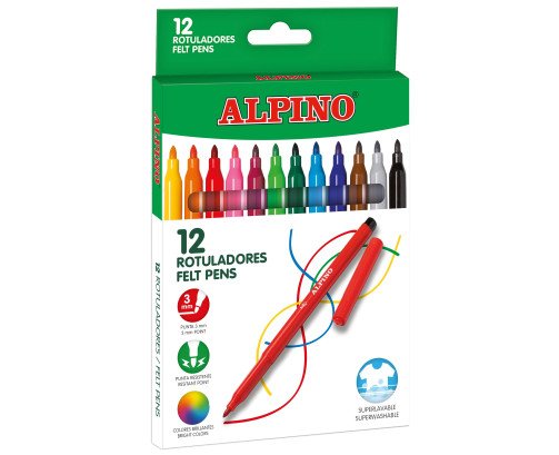ROTULADORES 12 COLORES ALPINO