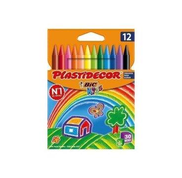 CERA DURA BIC PLASTIDECOR 12 COLORES SURTIDOS