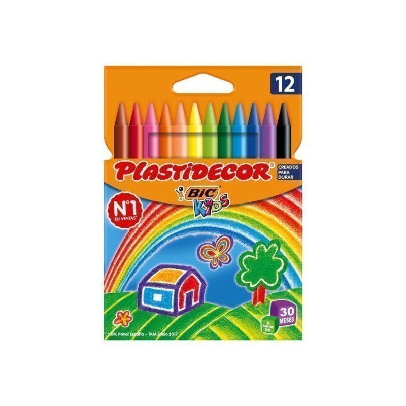 CERA DURA BIC PLASTIDECOR 12 COLORES SURTIDOS