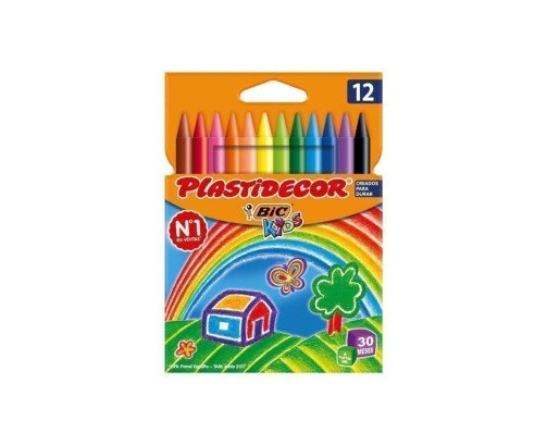 CERA DURA BIC PLASTIDECOR 12 COLORES SURTIDOS