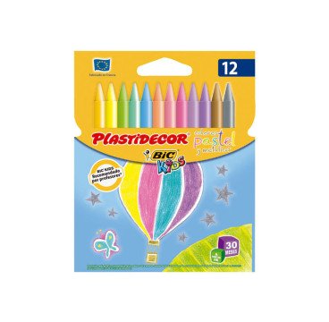 CERA DURA BIC PLASTIDECOR 12 COLORES PASTEL
