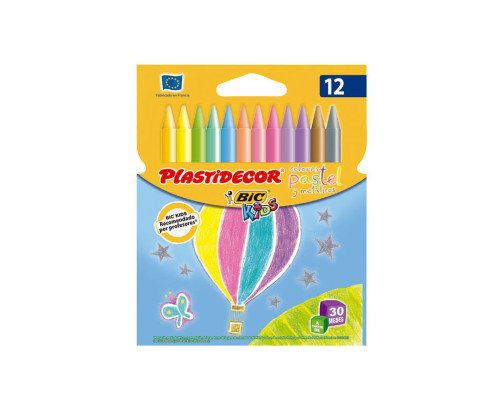 CERA DURA BIC PLASTIDECOR 12 COLORES PASTEL