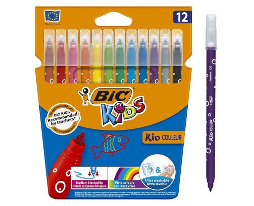 ROTULADOR BIC KID 12 COLORES LAVABLES