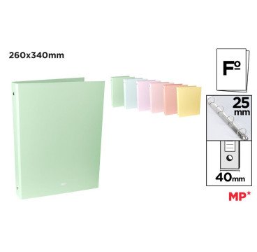 CARPETA A4 4ANILLAS COLOR PASTEL