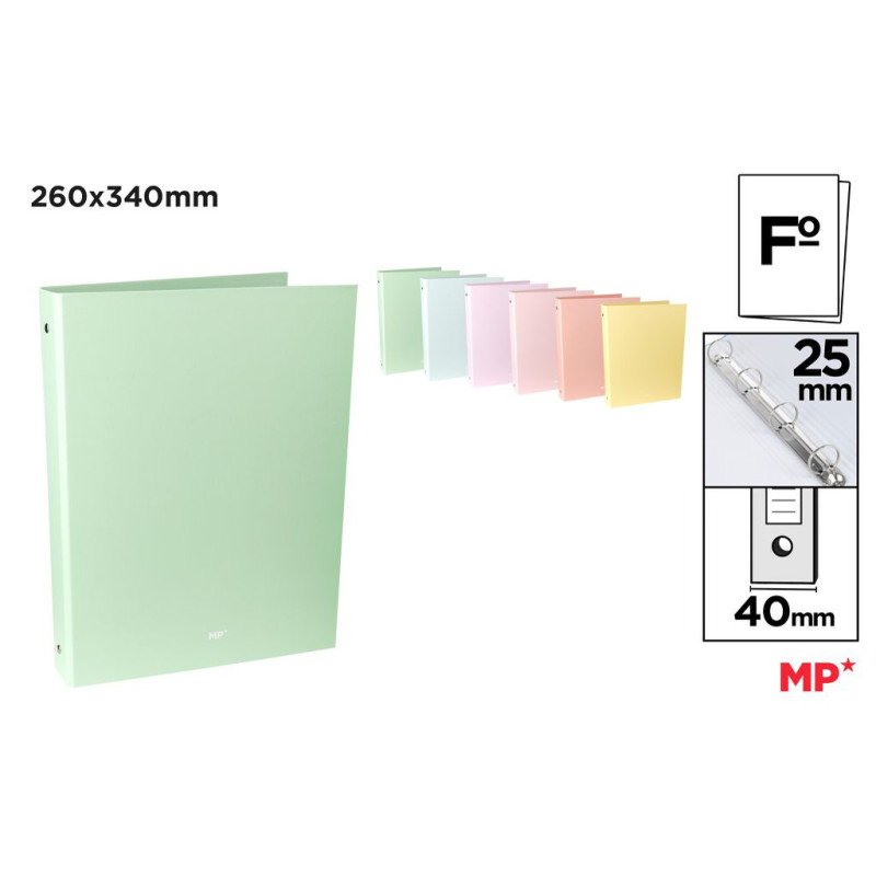 CARPETA A4 4ANILLAS COLOR PASTEL