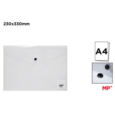 CARPETA DE BOTON A4 TRANSPARENTE