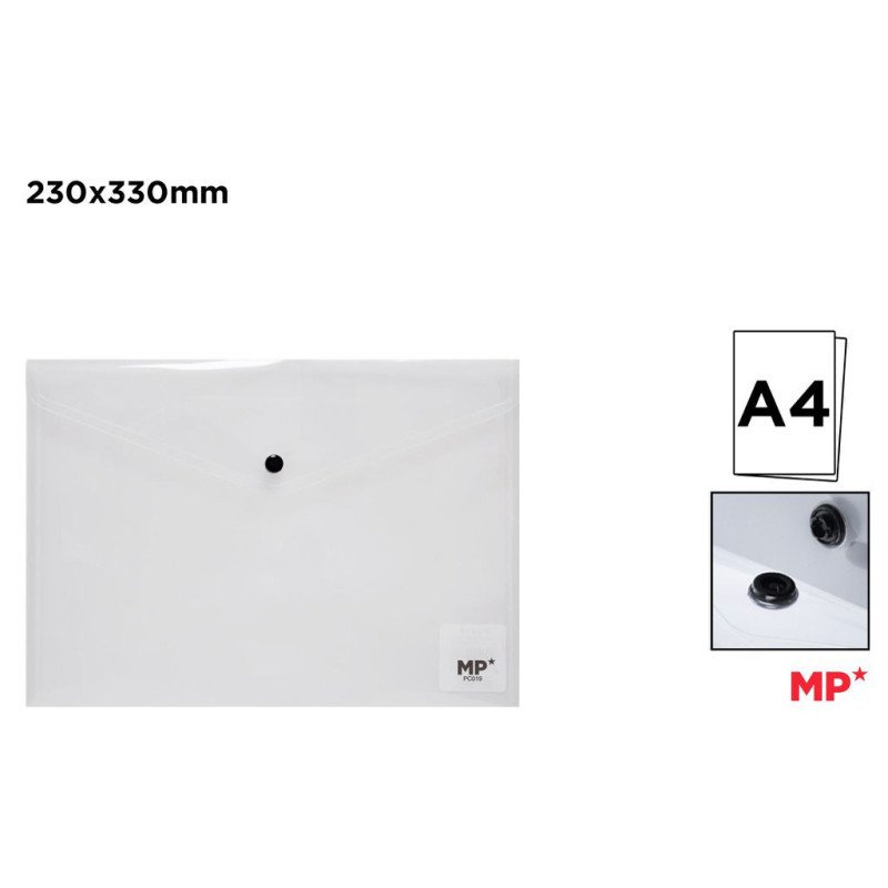 CARPETA DE BOTON A4 TRANSPARENTE