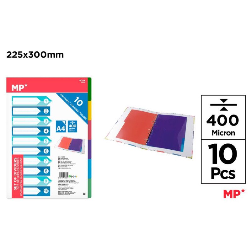SEPARADOR 10  COLORES A4  400MICRAS