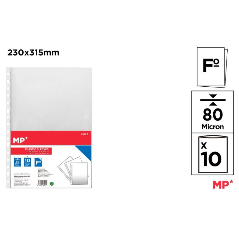 FUNDA DE PLASTICO 80MICRAS 10FUNDAS
