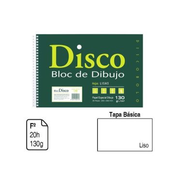 BLOC DE DIBUJO A4 20HOJAS 130G HOJAS LISAS