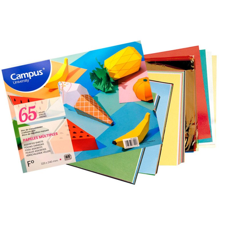 BLOC PAPEL MÚLTIPLE CAMPUS UNIVERSITY FOLIO PARA TRABAJOS MANUALES