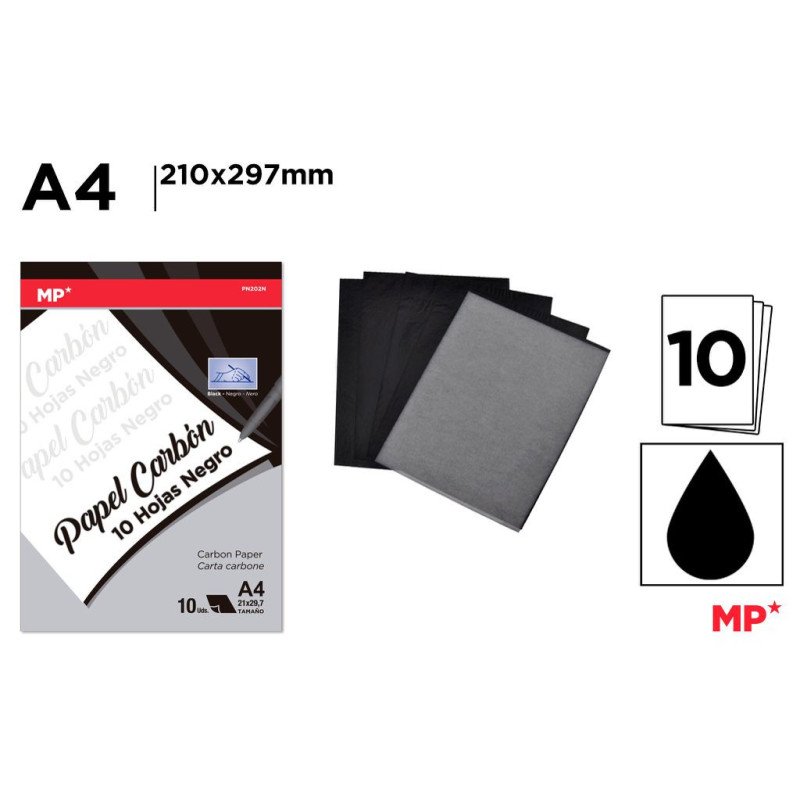 BLOCK PAPEL CARBON 10 HOJAS NEGRO A4